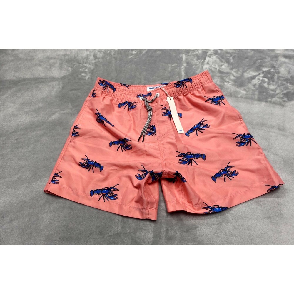 MAAMGIC Men's Small Pink‎ Blue Lobster Print Drawstring Swim Trunks NWT
